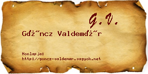 Göncz Valdemár névjegykártya
